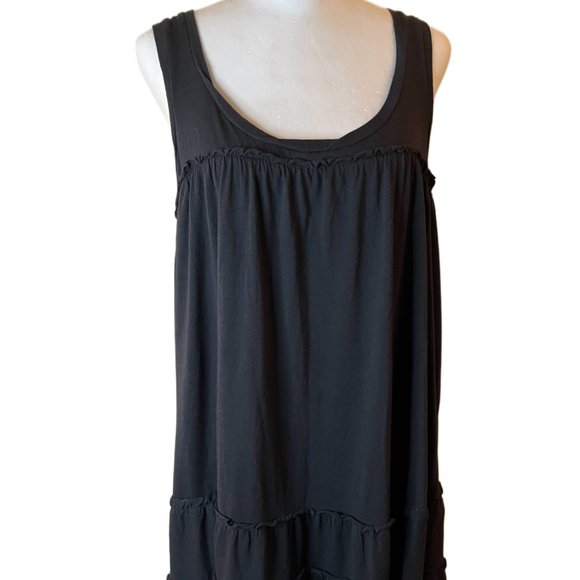 Hi Line Casual Black Tiered Loose Fit Flowy Dress / Cover Up Size Small - Picture 4 of 12